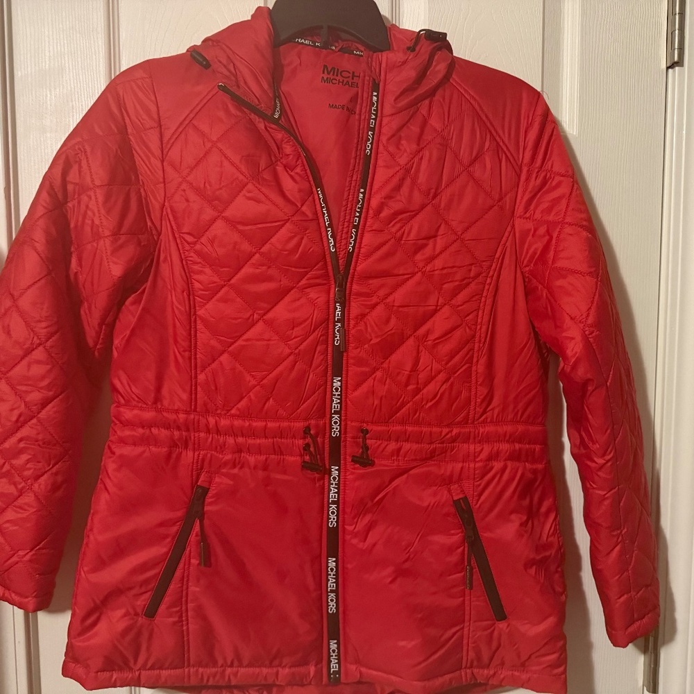 MICHAEL Michael Kors Hooded Red qulited Puffer Jacket | Large | Like New